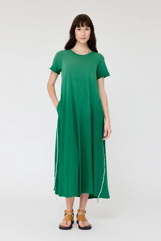 Raquel Allegra Faded Jade Short Sleeve Drama Maxi Women Dresses