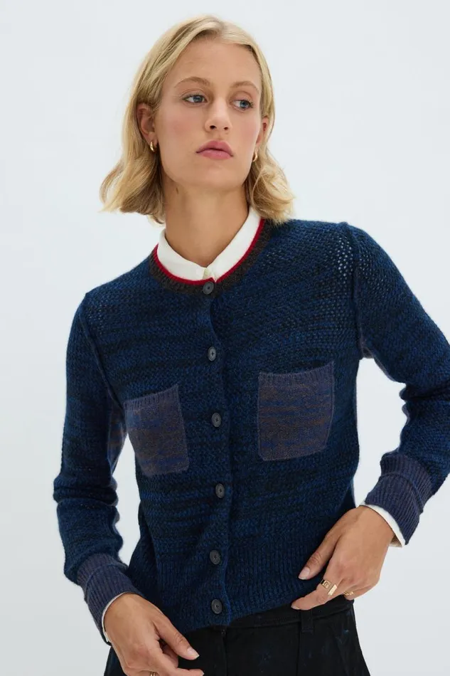 Raquel Allegra Indigo Cashmere Lina Cardigan Women TShirts