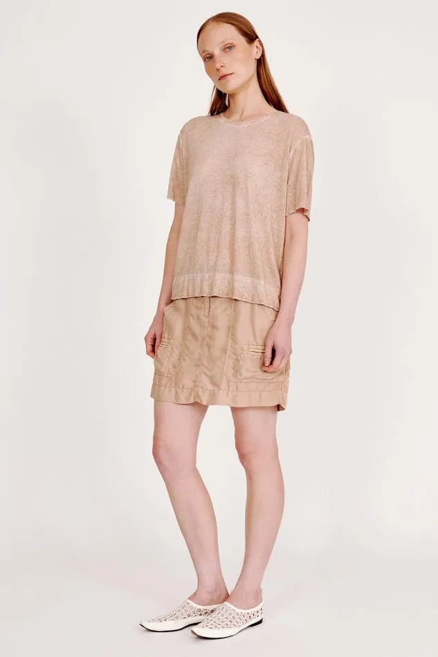 Raquel Allegra Khaki Boxy Tee Women Tops