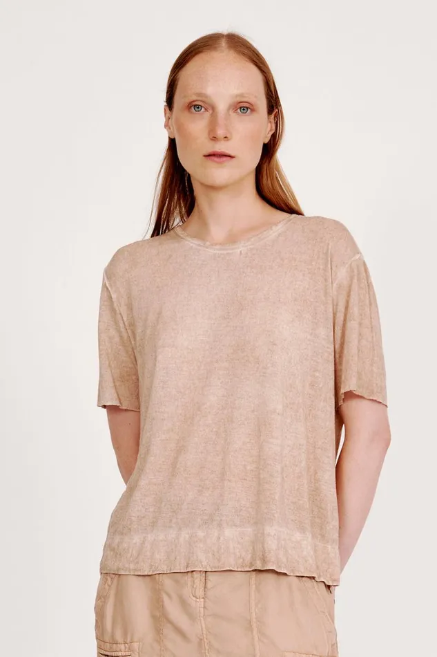 Raquel Allegra Khaki Boxy Tee Women Tops