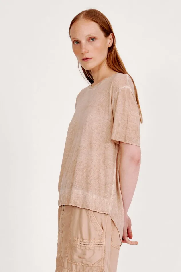 Raquel Allegra Khaki Boxy Tee Women Tops