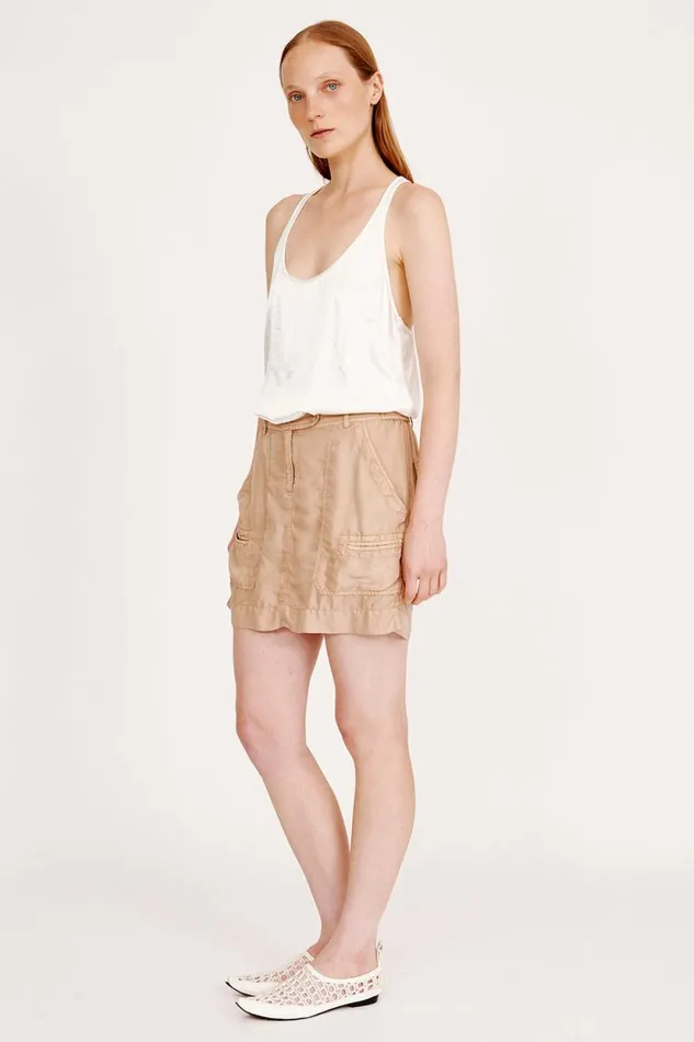 Raquel Allegra Khaki Santa Monica Skirt Women Bottoms