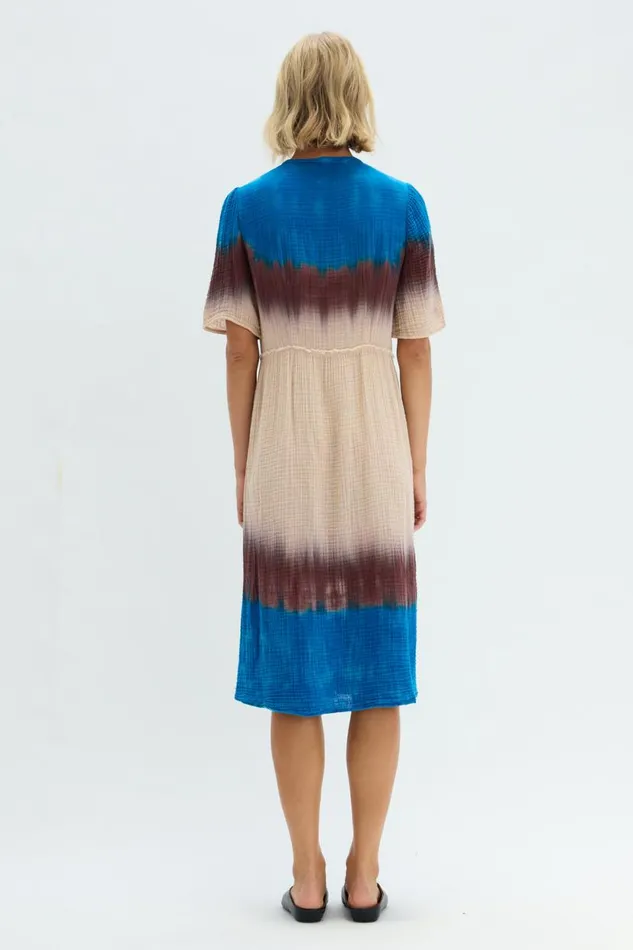 Raquel Allegra Lapis Multi Dual Gauze Garden Dress Women Bottoms