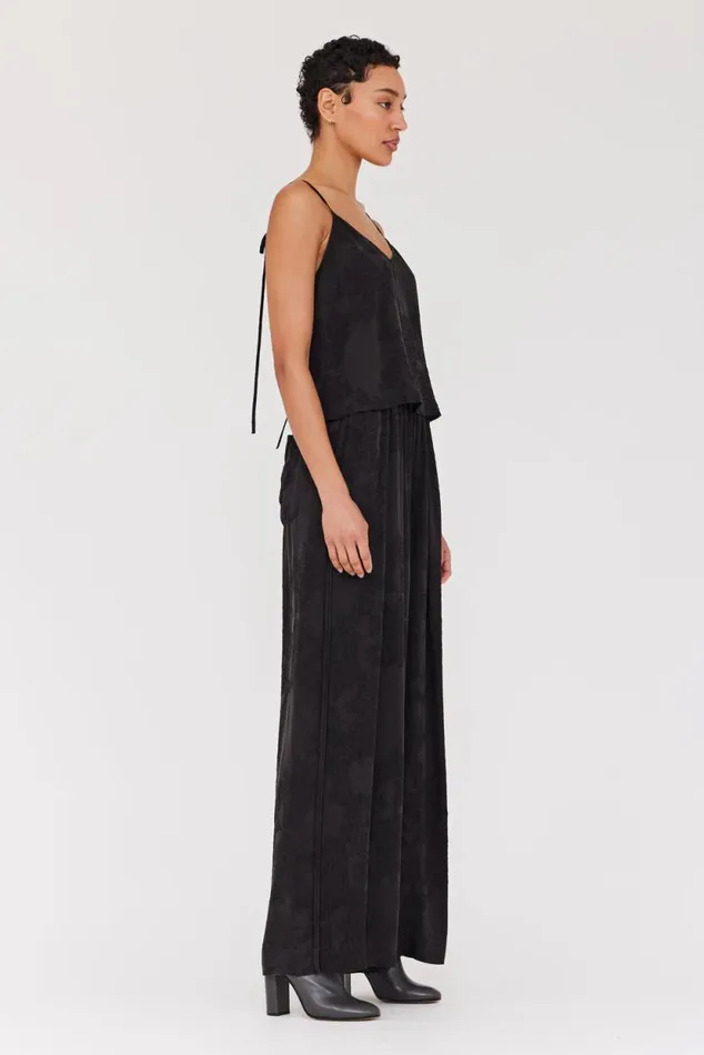 Raquel Allegra Silk Jacquard Black Willow Cami Women Tops