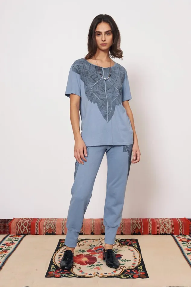Raquel Allegra Vintage Fleece French Blue Kibo Tee Women TShirts