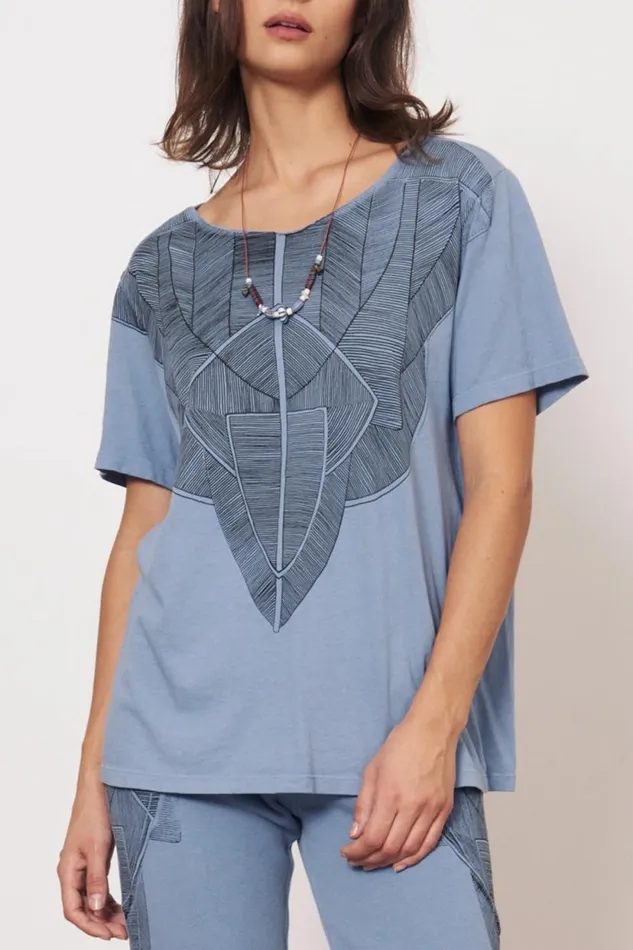 Raquel Allegra Vintage Fleece French Blue Kibo Tee Women TShirts