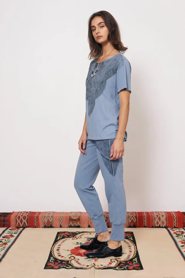 Raquel Allegra Vintage Fleece French Blue Kibo Tee Women TShirts