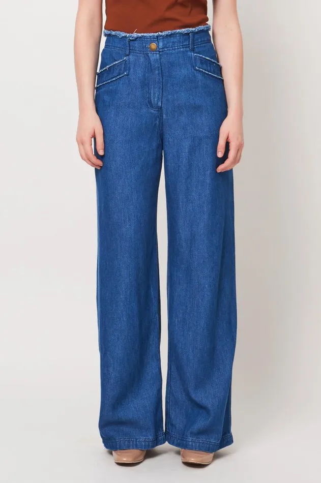 Raquel Allegra Washed Indigo Lynn Pant Women Bottoms