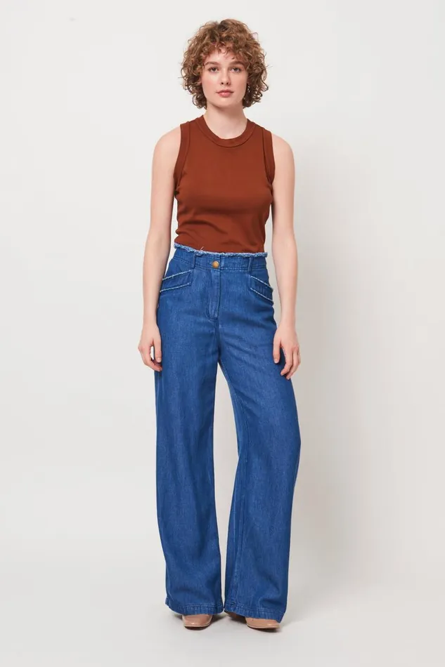 Raquel Allegra Washed Indigo Lynn Pant Women Bottoms
