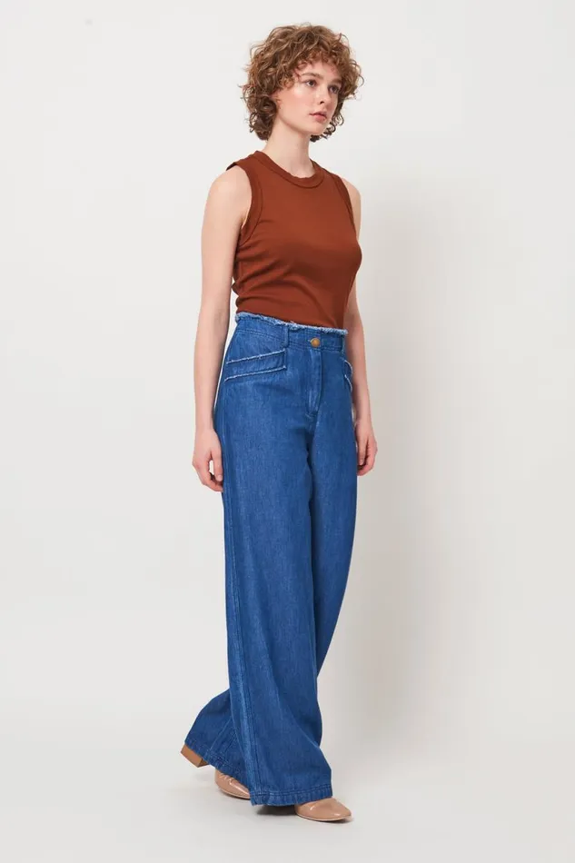 Raquel Allegra Washed Indigo Lynn Pant Women Bottoms