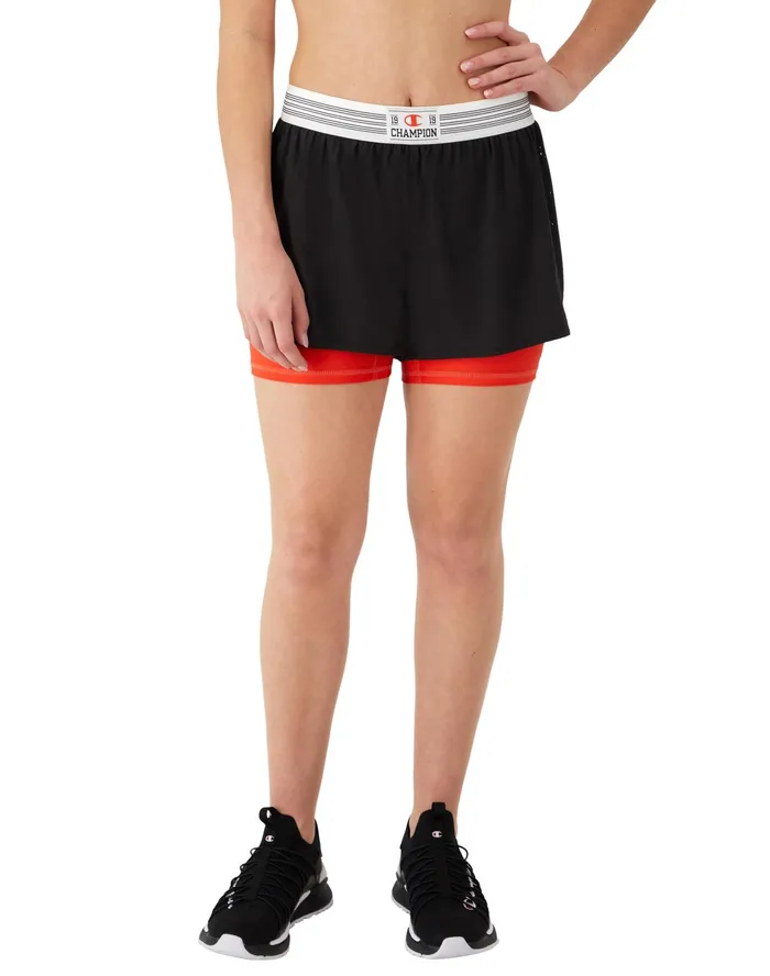 ReIssue Absolute Mesh Shorts Anti Odor Jocktag Logo 25034 Blacksolar Crimson Women Champion Shorts