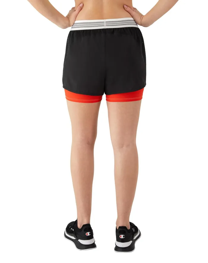 ReIssue Absolute Mesh Shorts Anti Odor Jocktag Logo 25034 Blacksolar Crimson Women Champion Shorts