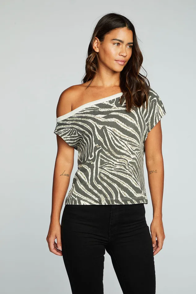 Recycled Vintage Rib Off Shoulder Top Womens Tops Chaser Brand