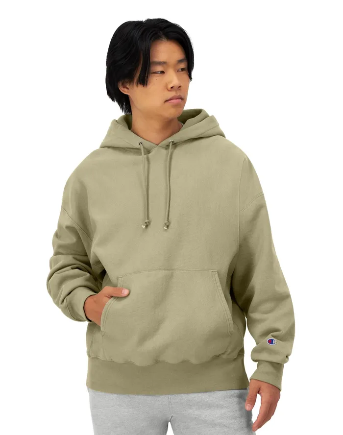 Reverse Weave Arena Hoodie Washed Sandstone Green Men Champion Hoodies and Sweatshirts