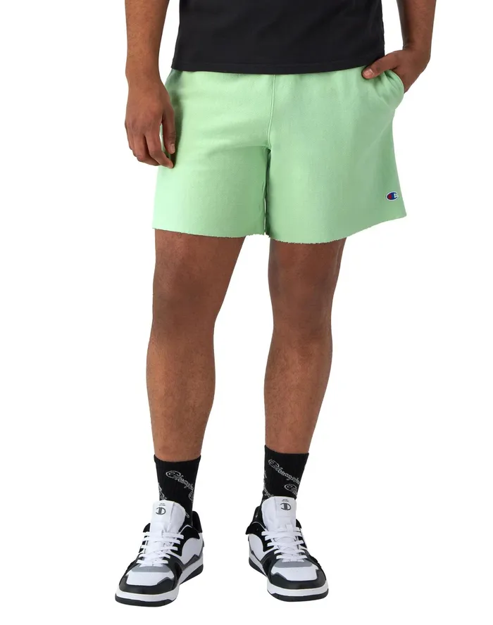 Reverse Weave CutOff Shorts Relay Superior Sports Label 7034 Washed Cresting Wave Grn Men Champion Shorts
