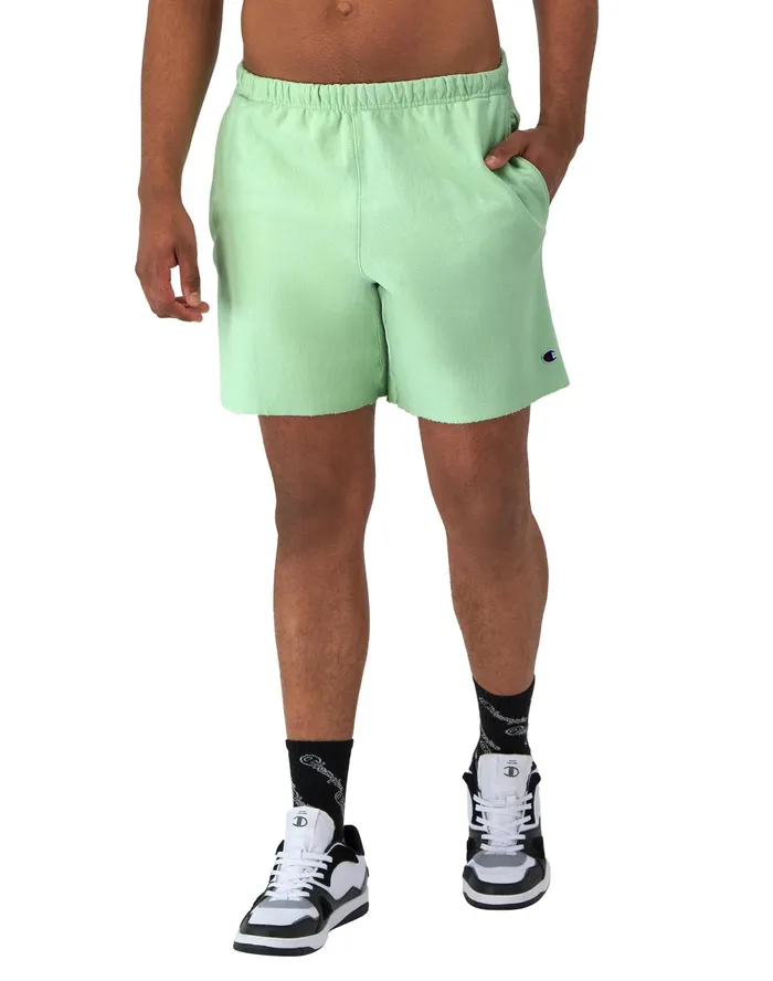Reverse Weave CutOff Shorts Relay Superior Sports Label 7034 Washed Cresting Wave Grn Men Champion Shorts