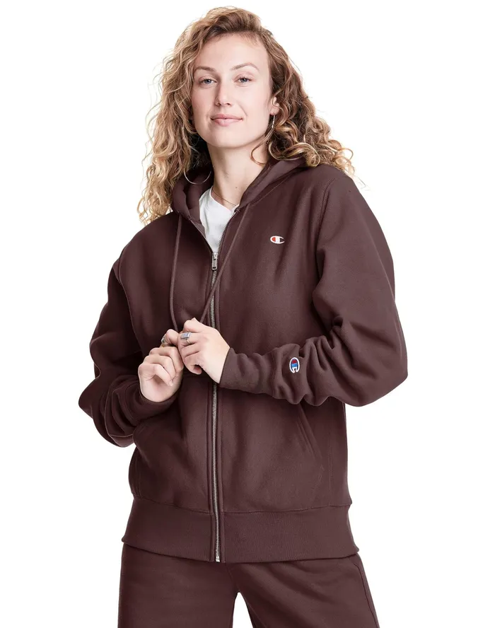 Reverse Weave Full Zip Oversized Hoodie C Logo Rockwood Brown Women Champion Hoodies and Sweatshirts Reverse Weave Full Zip Oversized Hoodie C Logo Rockwood Brown Women Champion Hoodies and Sweatshirts