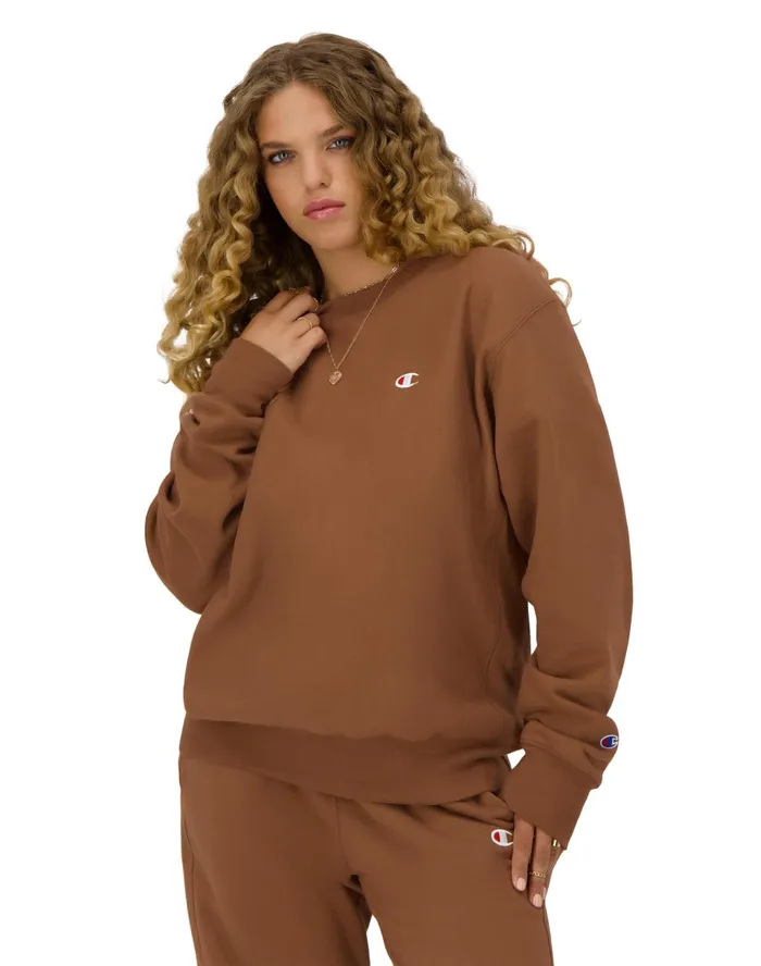 Reverse Weave Oversized Crewneck Sweatshirt C Logo Earthen Bronze Brown Women Champion Hoodies and Sweatshirts Reverse Weave Oversized Crewneck Sweatshirt C Logo Earthen Bronze Brown Women Champion Hoodies and Sweatshirts
