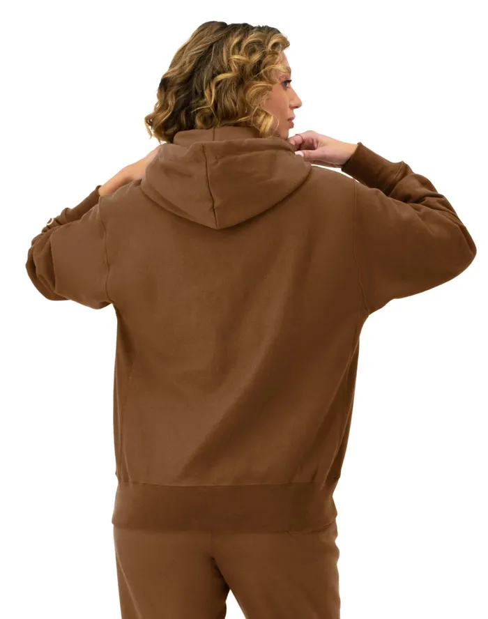 Reverse Weave Oversized Hoodie C Logo Earthen Bronze Brown Women Champion Hoodies and Sweatshirts