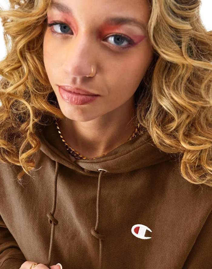 Reverse Weave Oversized Hoodie C Logo Earthen Bronze Brown Women Champion Hoodies and Sweatshirts