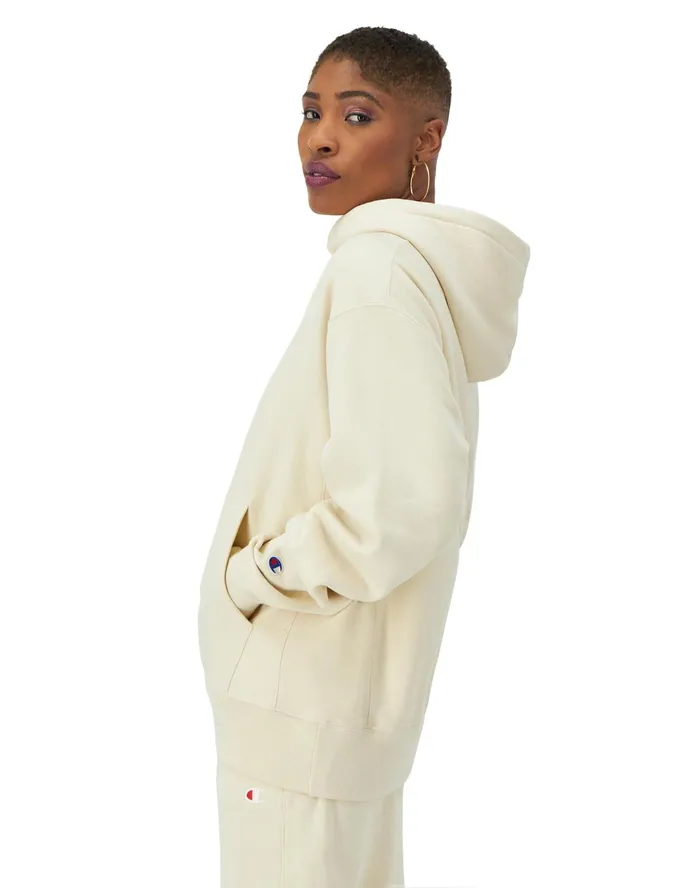 Reverse Weave Oversized Hoodie C Logo Fresh Tan Women Champion Hoodies and Sweatshirts
