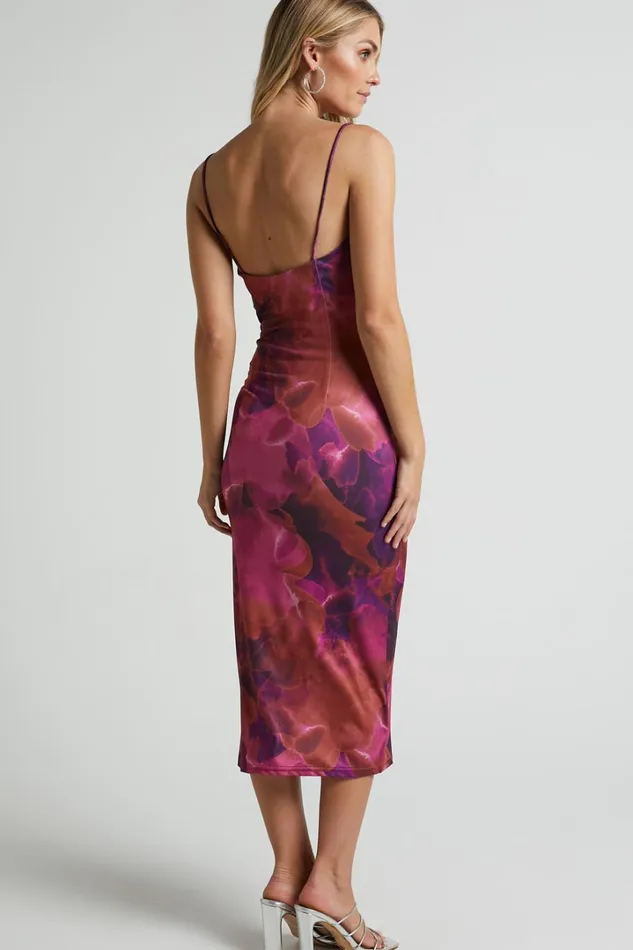 Rhaine Midi Dress 8211 Cowl Bodycon Dress In Purple Haze Women Showpo Curve Clothes