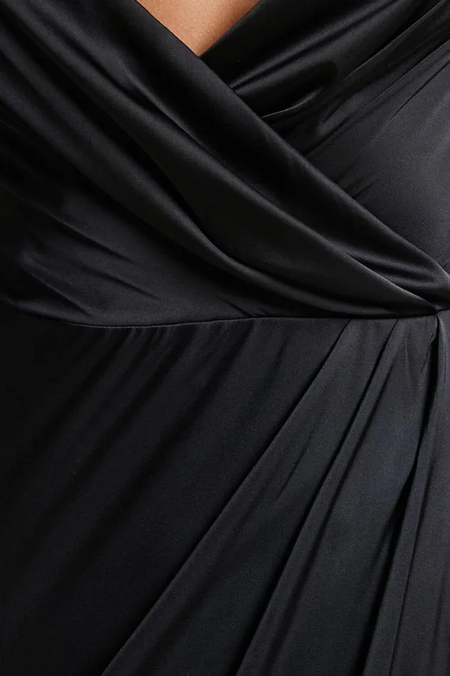 Rholie Midi Dress 8211 Plunge Neck Fringe Hem Fixed Wrap Dress In Black Women Showpo Dresses