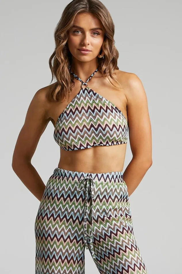 Rhyzel Top 8211 Halter Neck Crochet Crop Top In Multi Women Showpo Tops