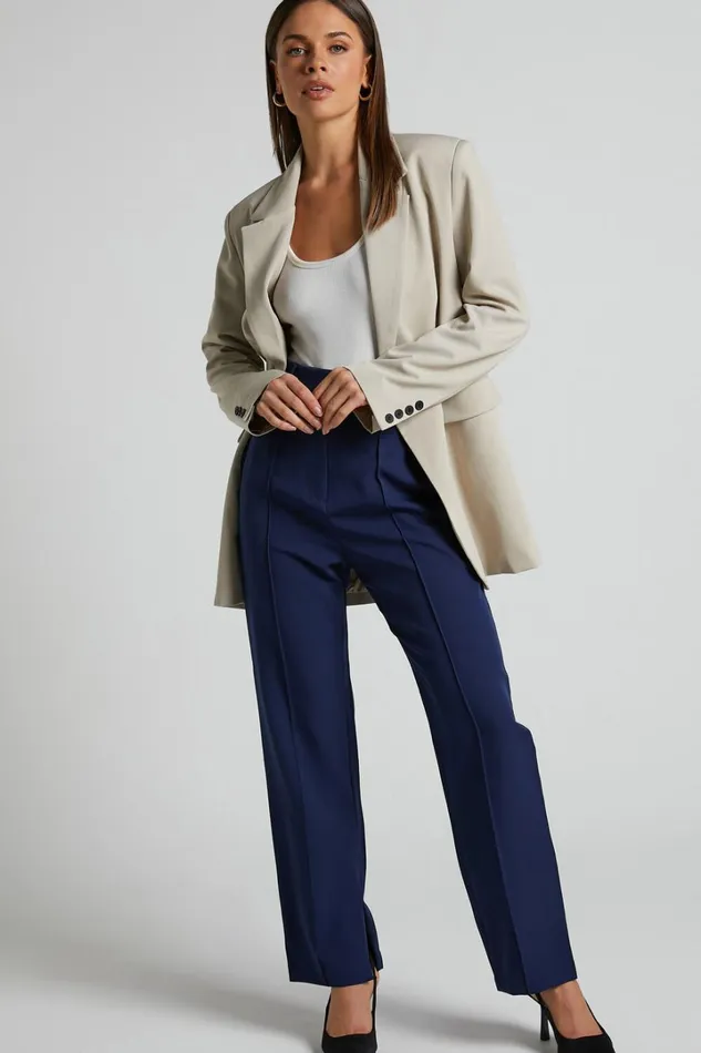Rogers Pants 8211 High Waisted Pants In Navy Women Showpo Curve Clothes