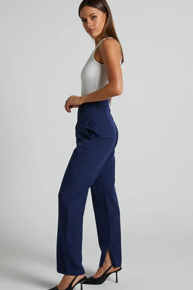 Rogers Pants 8211 High Waisted Pants In Navy Women Showpo Curve Clothes