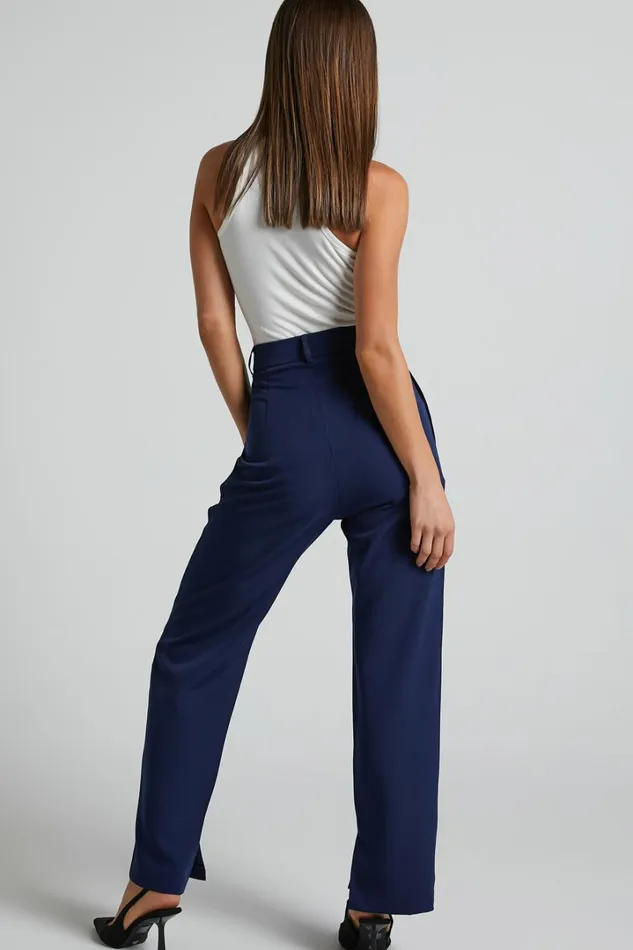 Rogers Pants 8211 High Waisted Pants In Navy Women Showpo Curve Clothes