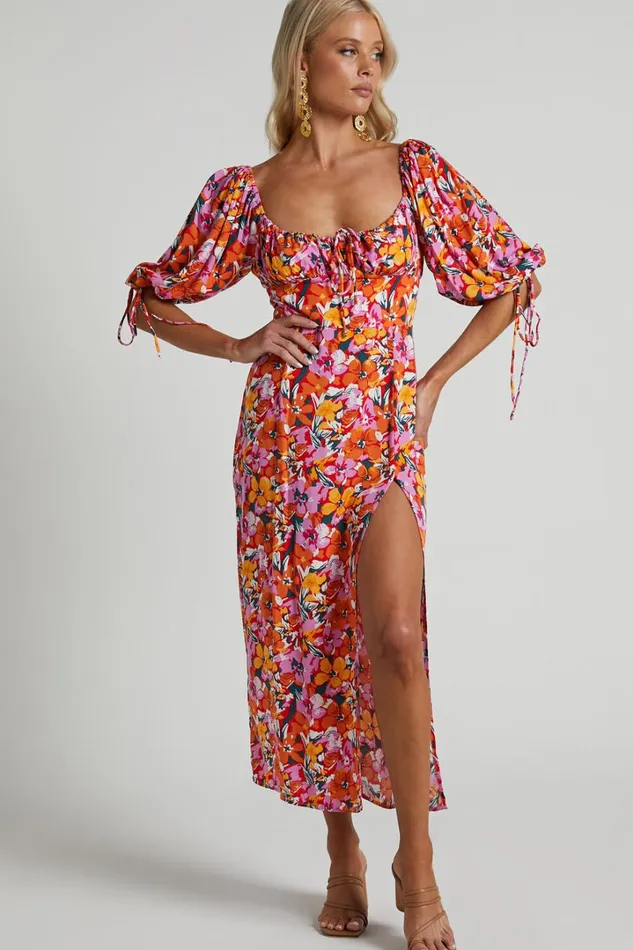 Rosario Midi Dress 8211 Ruched Bust Puff Sleeve Dress In Spring Floral Women Showpo Curve Clothes Rosario Midi Dress 8211 Ruched Bust Puff Sleeve Dress In Spring Floral Women Showpo Curve Clothes