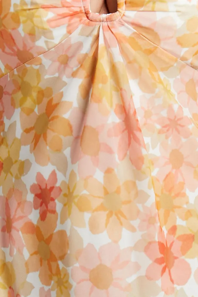 Rosiemar Midi Dress 8211 Cut Out Front Sleeveless Dress In Lemon Floral Women Showpo Dresses