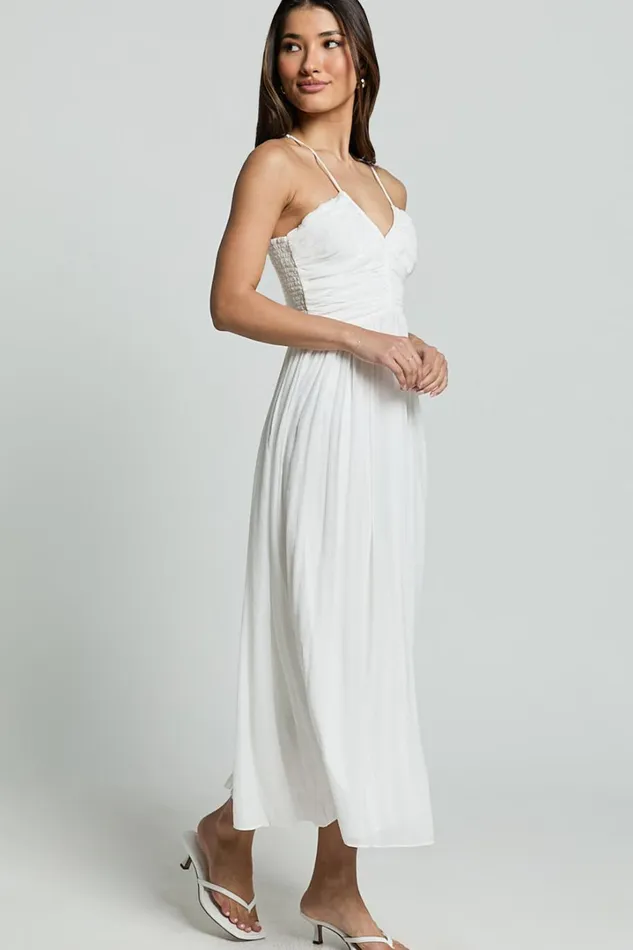 Roza Midi Dress 8211 Ruched Bodice Dress In White Women Showpo Curve Clothes