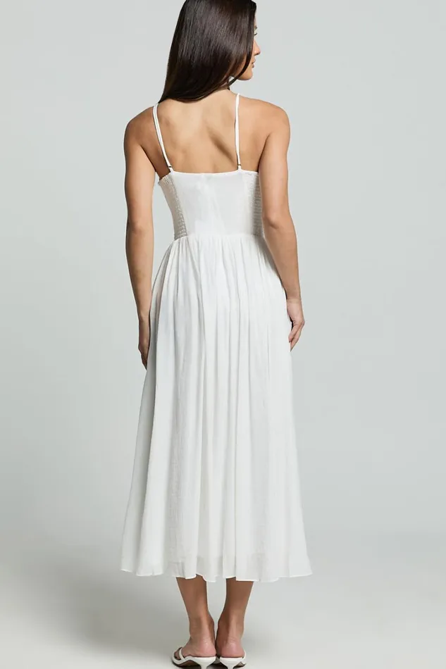 Roza Midi Dress 8211 Ruched Bodice Dress In White Women Showpo Curve Clothes