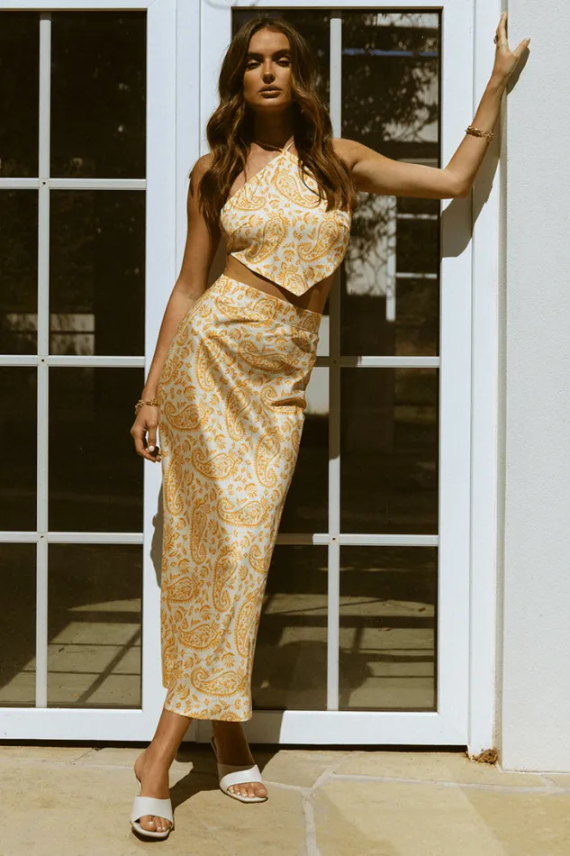 Runaway The Label Crops Aria Top Yellow Paisley 8211 Women Runaway The Label Crops Aria Top Yellow Paisley 8211 Women