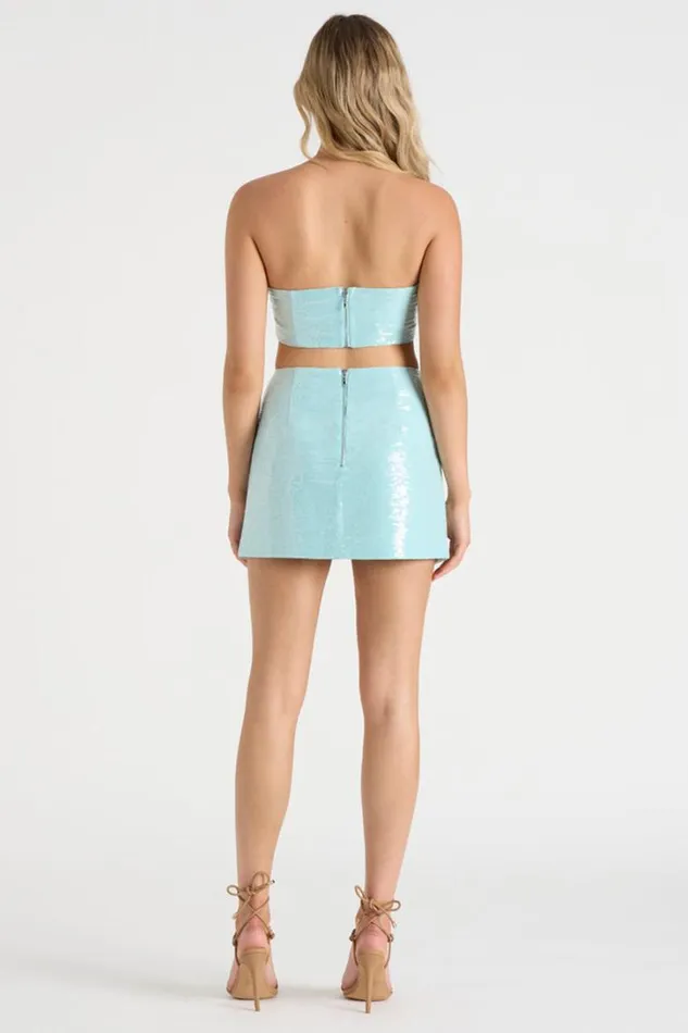 Runaway The Label Crops THE SEQUIN BANDEAU Aqua 8211 Women Runaway The Label Crops THE SEQUIN BANDEAU Aqua 8211 Women