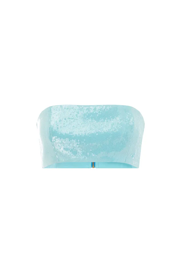 Runaway The Label Crops THE SEQUIN BANDEAU Aqua 8211 Women Runaway The Label Crops THE SEQUIN BANDEAU Aqua 8211 Women