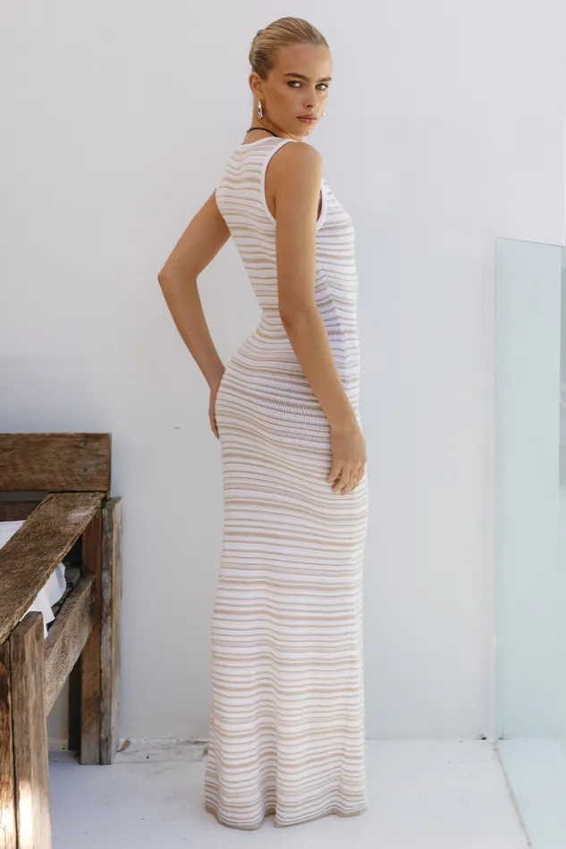 Runaway The Label Knit Dresses HARPER MAXI DRESS Sandwhite 8211 Women
