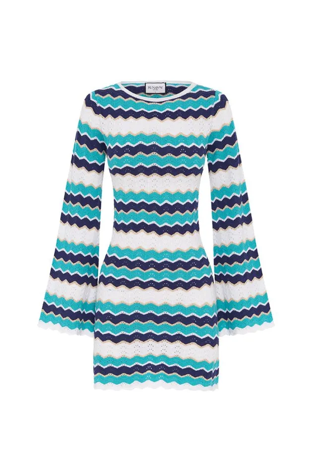 Runaway The Label Long Sleeved Dresses HUBERT MINI DRESS Blue Multi 8211 Women