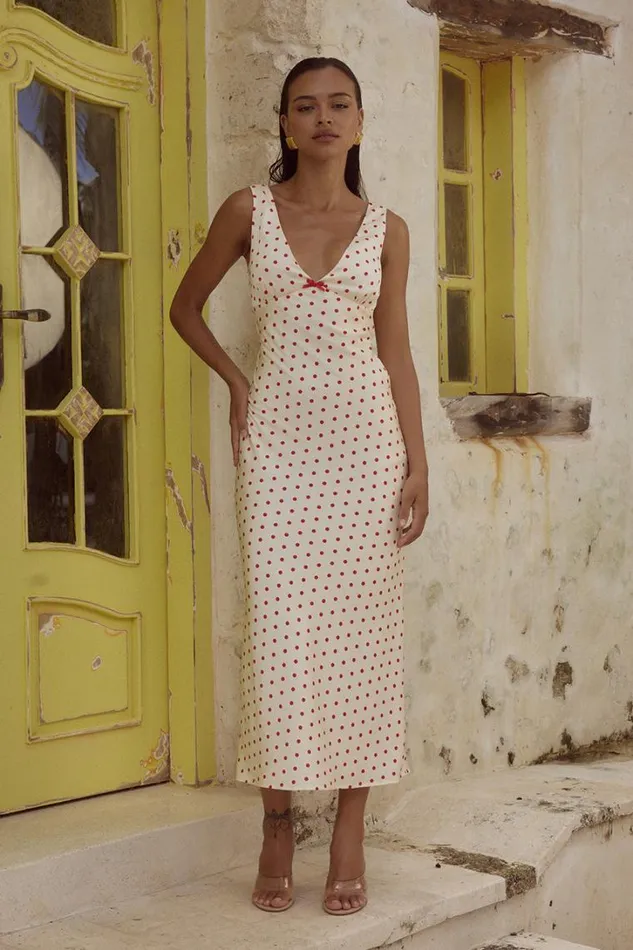 Runaway The Label Midi Dresses LIVI MIDI DRESS Whitered 8211 Women
