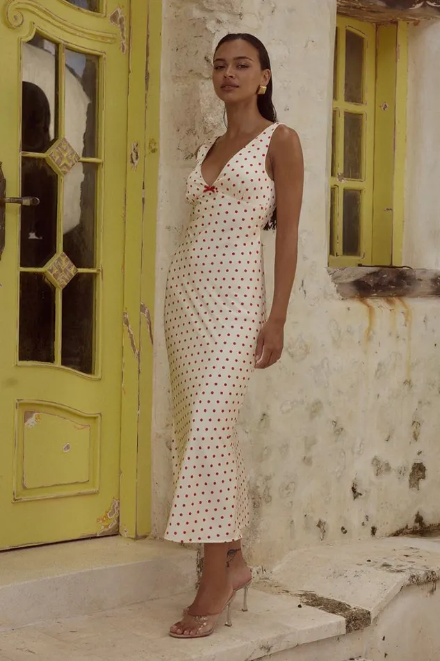 Runaway The Label Midi Dresses LIVI MIDI DRESS Whitered 8211 Women