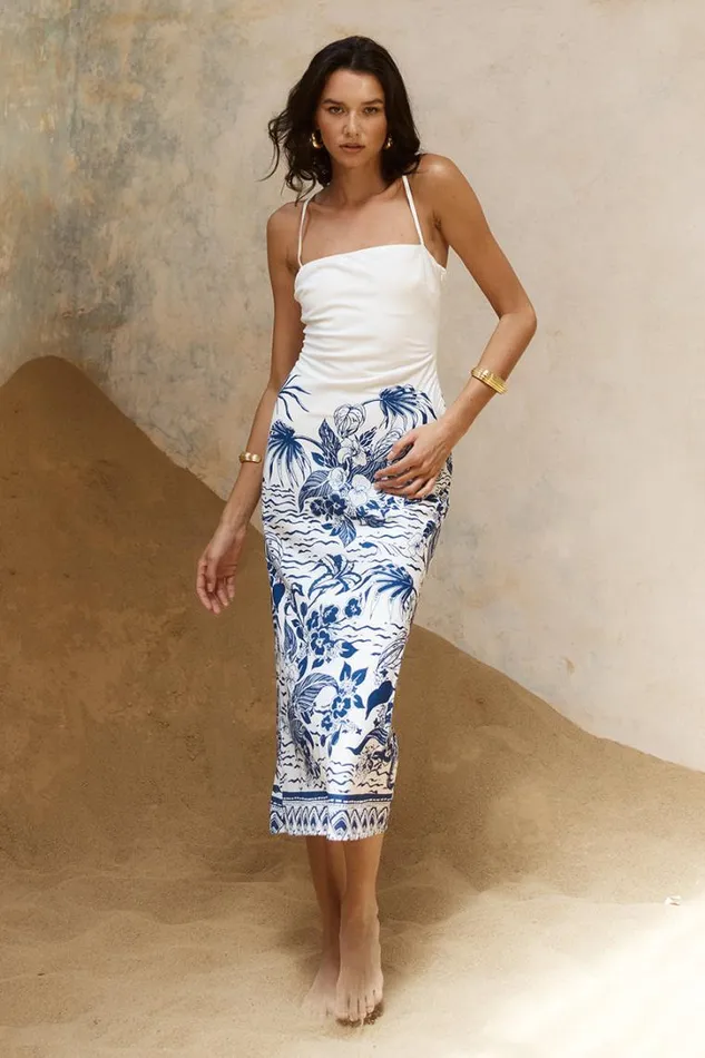 Runaway The Label Midi Dresses VALENCIA MIDI DRESS Bluewhite 8211 Women