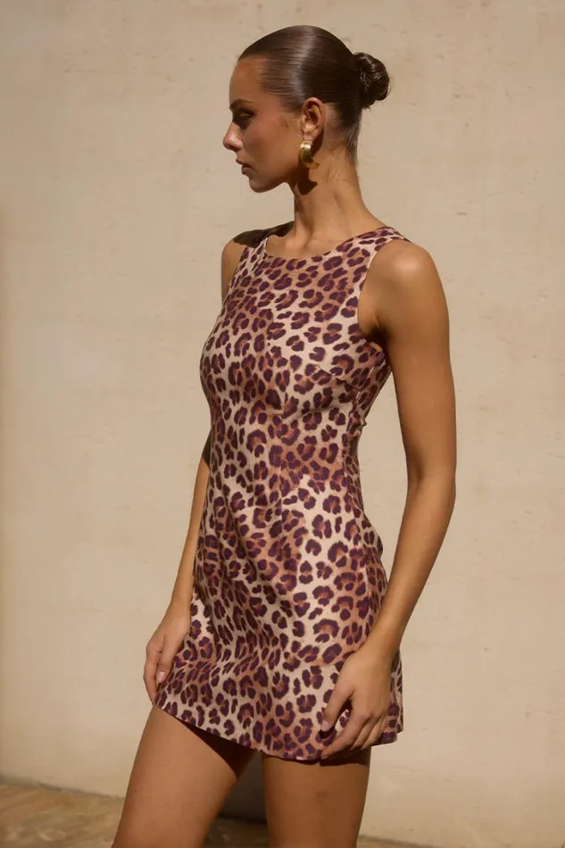 Runaway The Label Mini Dresses LONDON MINI DRESS Leopard 8211 Women