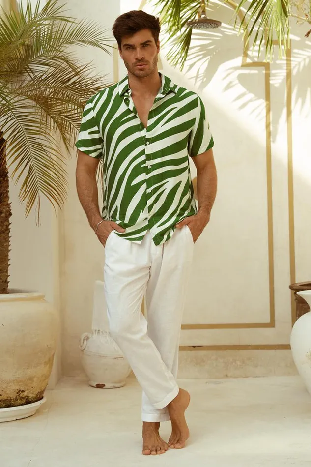 Runaway The Label Shirts ABE SHIRT Khaki Zebra 8211 Men