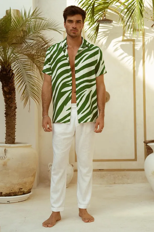 Runaway The Label Shirts ABE SHIRT Khaki Zebra 8211 Men