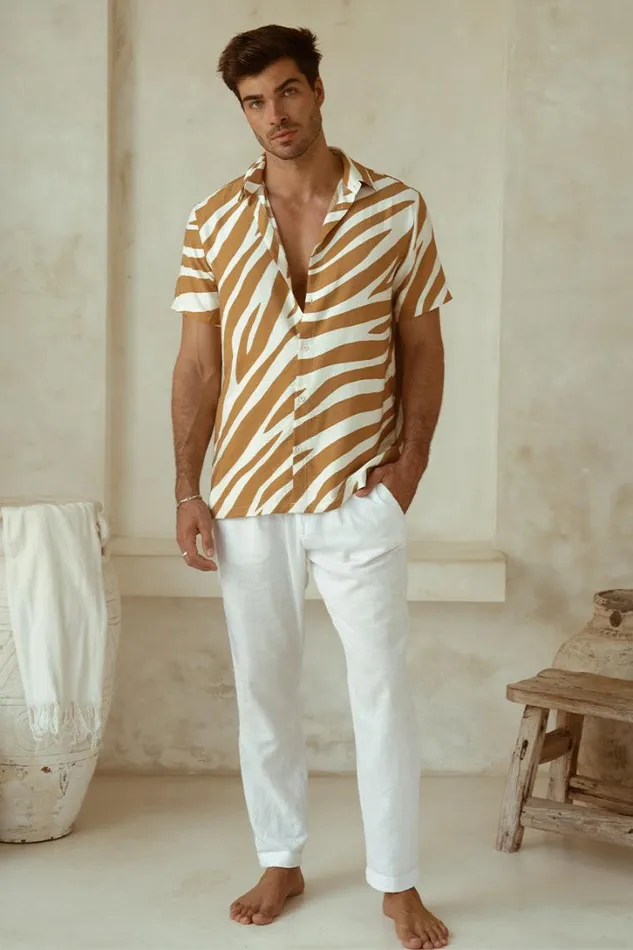 Runaway The Label Shirts ABE SHIRT Sand Zebra 8211 Men