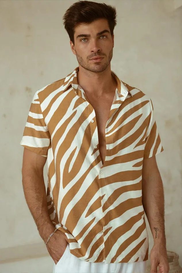 Runaway The Label Shirts ABE SHIRT Sand Zebra 8211 Men