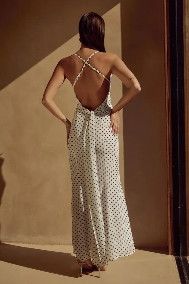 Runaway The Label Slip Dresses ALBION MAXI DRESS White Polka 8211 Women