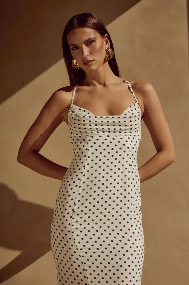 Runaway The Label Slip Dresses ALBION MAXI DRESS White Polka 8211 Women